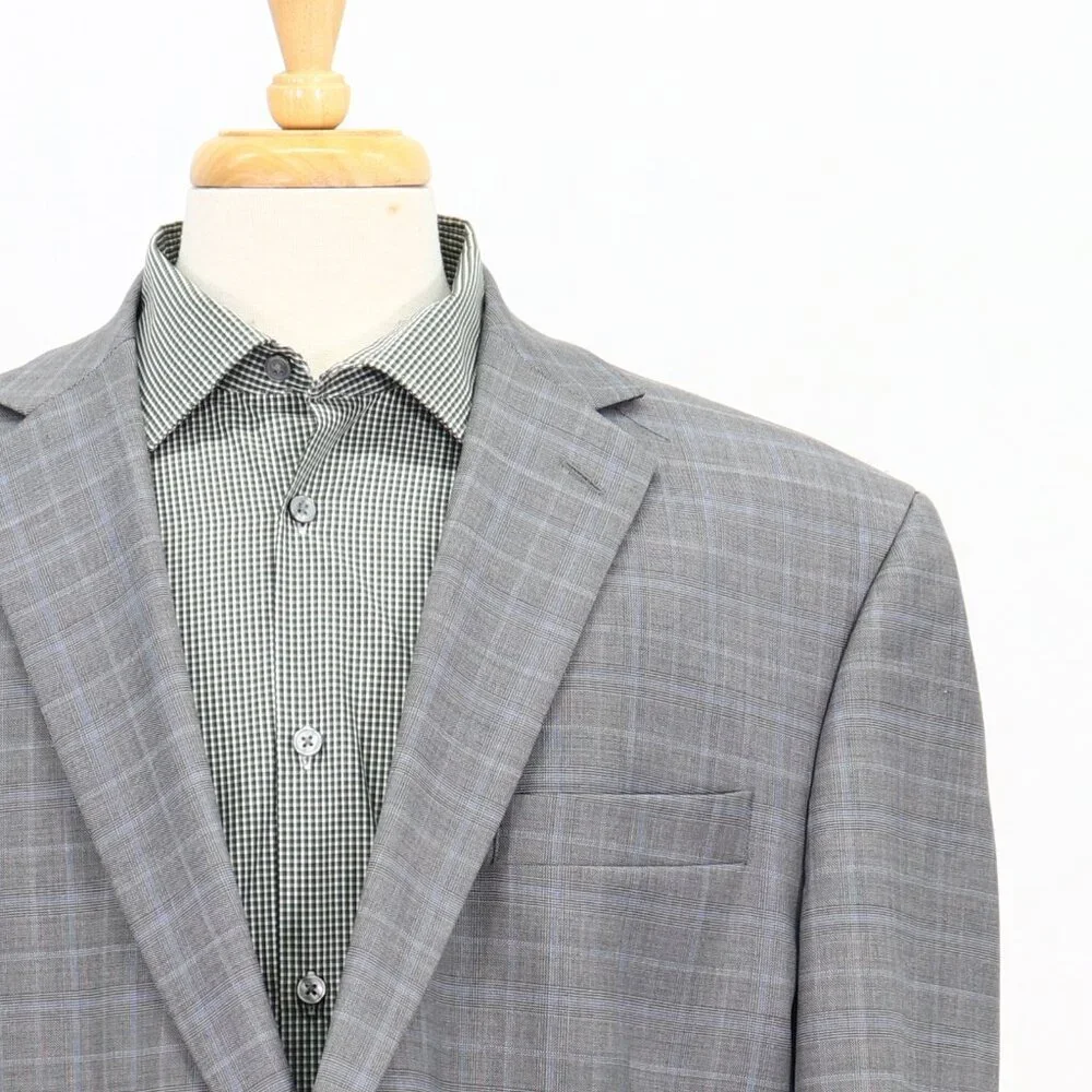 Stafford 48R Gray Check 2-Button Sport Coat Blazer Jacket T226
